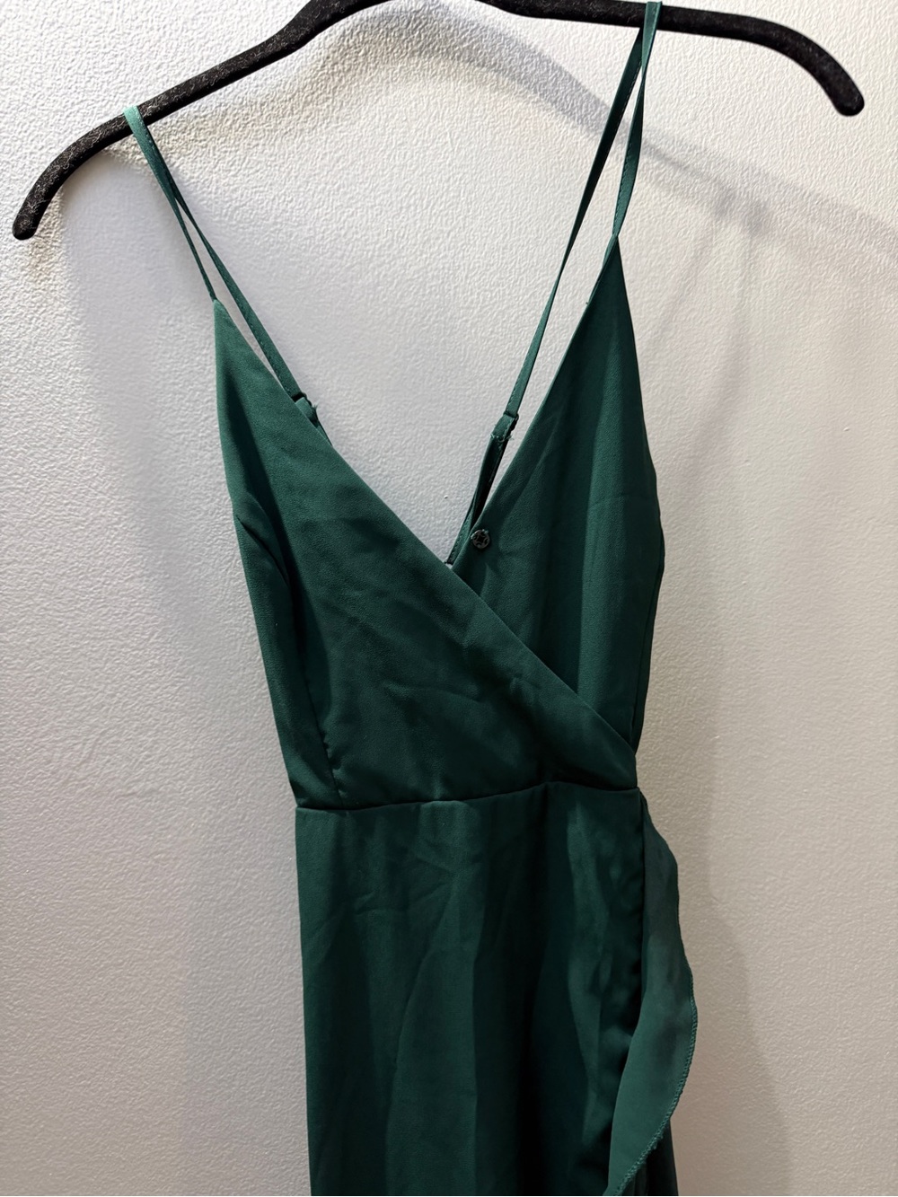 Emerald Green Spaghetti Strap Wrap Dress
